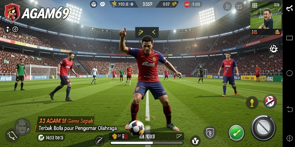 Screenshot AGAM69 menampilkan gameplay sepak bola yang mendebarkan.