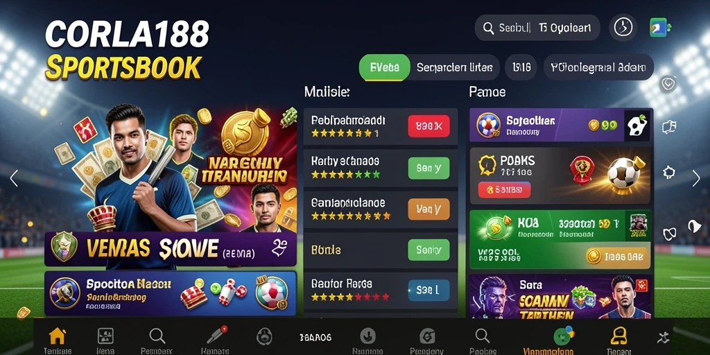 Screenshot gameplay CORLA188 yang menampilkan antarmuka taruhan olahraga.